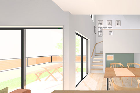 リビングと庭の一体感